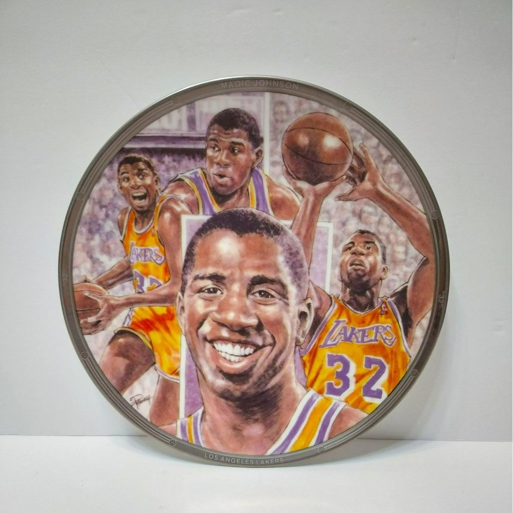 Magic Johnson Limited Edition Collector Plate, Platinum 1991 Sports Impressions